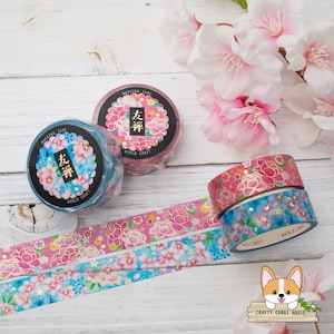 1 rouleau | 15 mm | Artisanat du monde | Ruban adhésif en papier Washi YUZEN à fleurs | Pivoine - Sakura