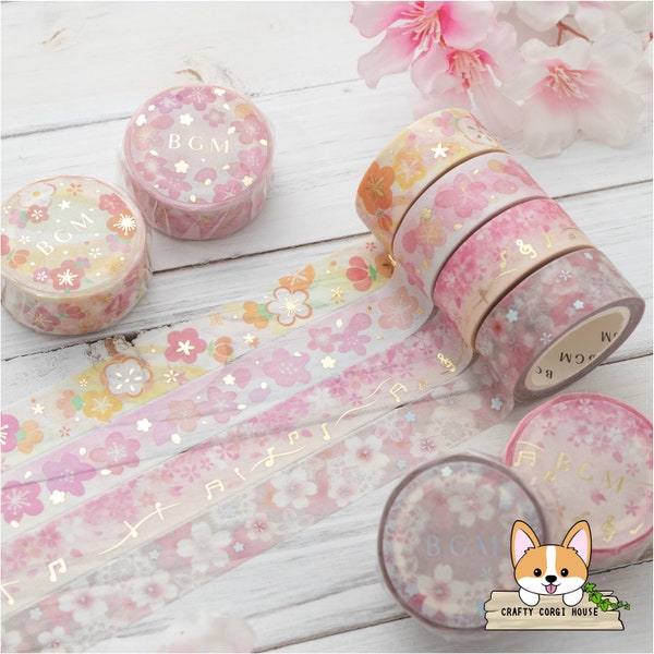 1 or 2 or 4 pc set | 15mm | BGM | SPRING LIMITED Foil Washi Tape | Japanese Sakura - Morning Sakura - Sakura Love Song - Lace Sakura