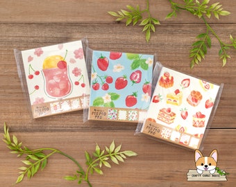 100 sheets | Furukawashiko | SPRING LIMITED 4 Design Memo Pads | Sakura Cherry - Strawberry Field - Strawberry Desserts