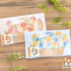 1 carte 1 enveloppe | NB | EVERYDAY Spring 3D Pop-Up Cartes de vœux | Panier de fleurs rouge - Panier de fleurs bleu