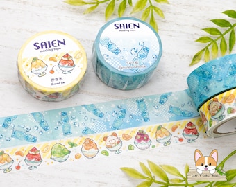 1 rollo / 15 mm o 20 mm / Kamiiso SAIEN / Summer Treat Washi Tape / Hielo raspado - Botella de refresco Ramune
