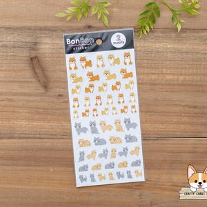 1 sheet | Mind Wave | BONBON Animal Mirrorcoat Stickers | Shiba Inu & Cat