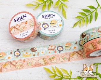 1 roll | 15mm | Kamiiso SAIEN | Food Washi Tape | Fried Egg - Sandwich
