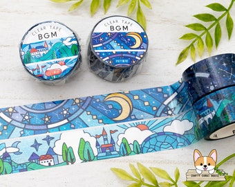 1 or 2 pc set | 20mm | BGM | Stained Glass Clear PET Tape | Astrology - Castle Forest