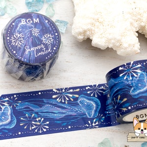 1 roll | 30mm | BGM | SUMMER LIMITED Silver Foil Washi Tape | Firework Jellyfish (Halitrephes)