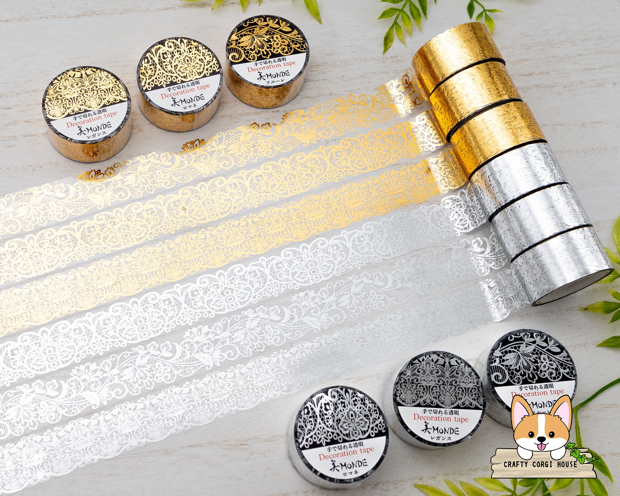 Kamiiso Monde Washi Tape 15mm Foil Stamping - Chinese Peony