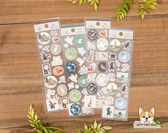 1 or 4 pc set | NB | Fairytale FABLE Gold Foil Washi Stickers | Wolf and Goat - Swan - Nightingale - Puss in Boots
