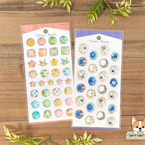 1 or 2 pc set | NB | CLEAR RESIN Sticker Sheets | Japanese Pattern - Charm