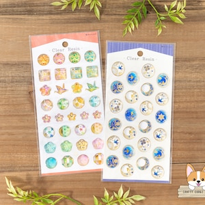 1 sheet | NB | CLEAR RESIN Gel Stickers | Japanese Pattern - Charm