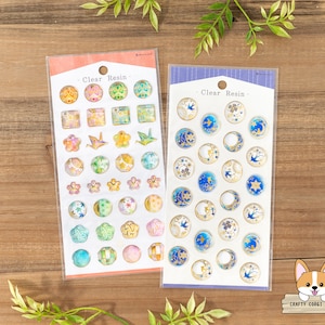 1 or 2 pc set | NB | CLEAR RESIN Sticker Sheets | Japanese Pattern - Charm