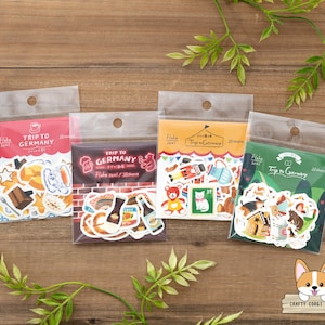 20 pc | Furukawashiko x Sun-Star | GERMANY TRIP Die Cut Washi Stickers | Sweets - Tavern - Flea Market - Fairy Tales