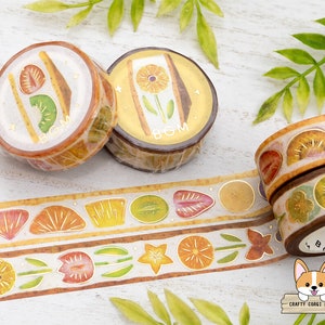 1 roll | 15mm | BGM | Japanese Fruit Sandwich Gold Foil Washi Tape | Fruit - Flower
