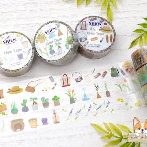 1 roll | 15mm | Kamiiso SAIEN | Perforated Clear PET Tape | Outing - Plants - Aroma