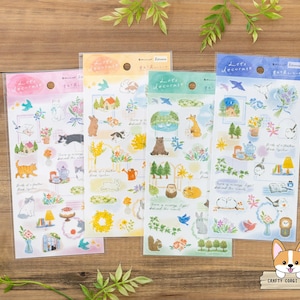 2 sheets | NB | LET&#39;S DECORATE Animal Washi Stickers | Cat - Rabbit - Forest Animals - Shima Enaga