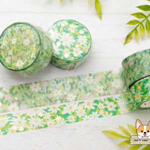 1 roll | 15mm or 20mm | BGM | Green Field Foil Washi Tape | Green Flower Garden - Lawn