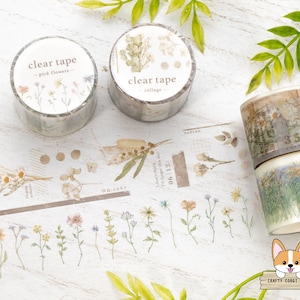 1 roll | 30mm | Mind Wave | Flower Clear Matte PET Tape | Collage - Pick Flowers