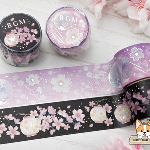 1 or 2 pc set | 30mm | BGM | Japanese Cherry Blossom Foil Washi Tape | Full Moon Sakura - Night Sakura