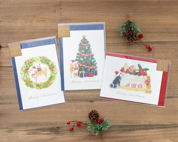 グリーティングカード　手紙　レター　ヴィンテージ 松ぼっくり　クリスマス　犬 ウィペット犬用クリスマスカード（6インチ×4インチ）内側は白紙、封筒