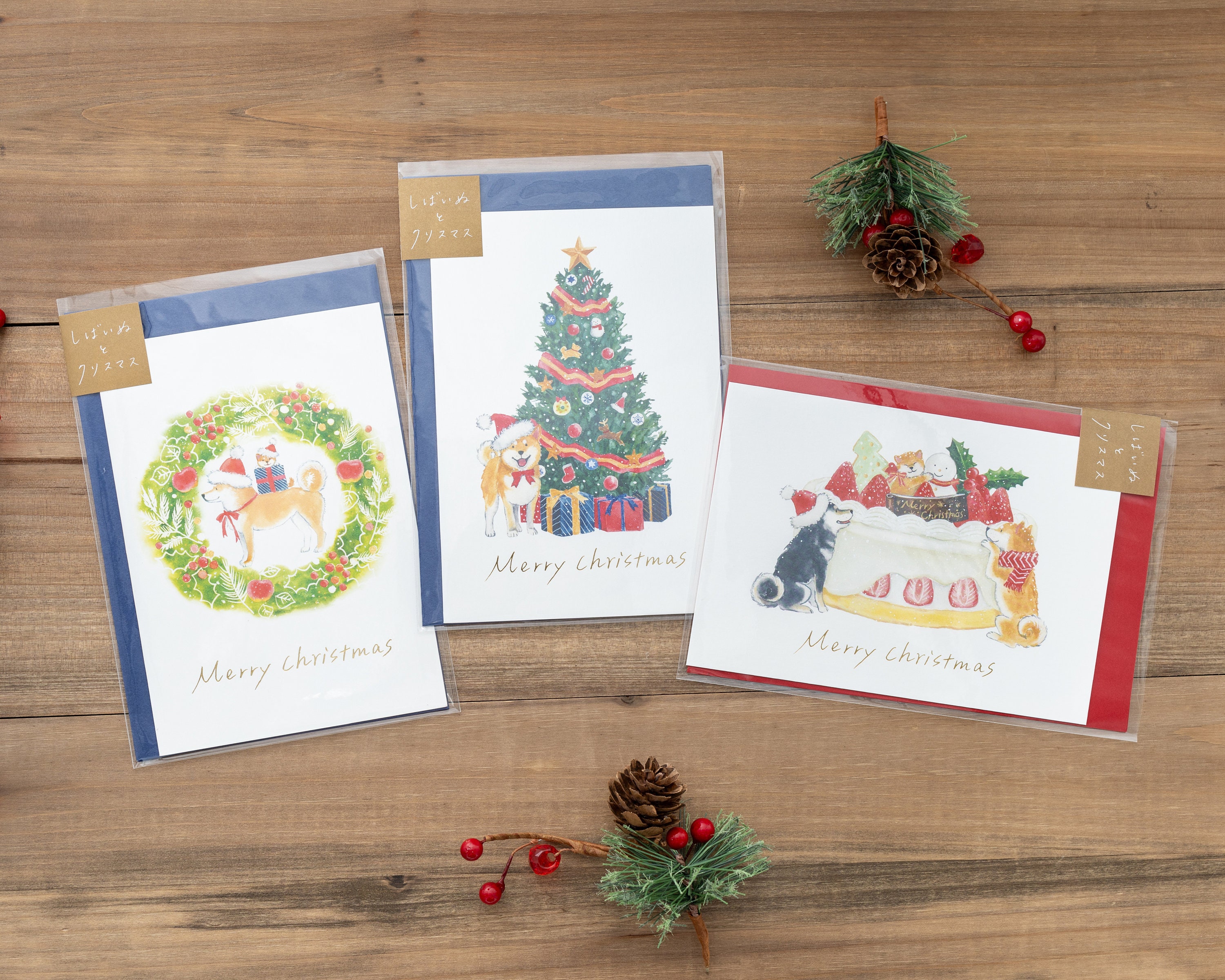 カード 1 枚、封筒 1 枚 | Active x 村田夏夏 | 柴犬とクリスマスの
