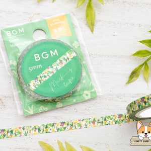 1 roll | 5mm | BGM | Spring Flower Field Gold Foil Washi Tape | Flowers Bloom