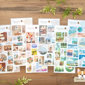 1 vel | Mindwave | LA VISTA mat doorzichtige stickers | Café - Kamer - Bloem - Stad - Plant - Zonnig