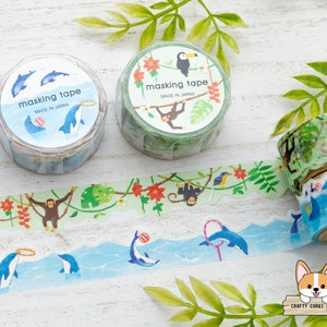 1 Rolle | Durchmesser 18mm | Gedankenwelle | Gestanztes Washi Tape | Jungle - Delfinshow