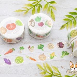 1 rol | 15 mm | Achtergrondmuziek | Washitape met plantaardige goudfolie | Wintergroenten - Groenten