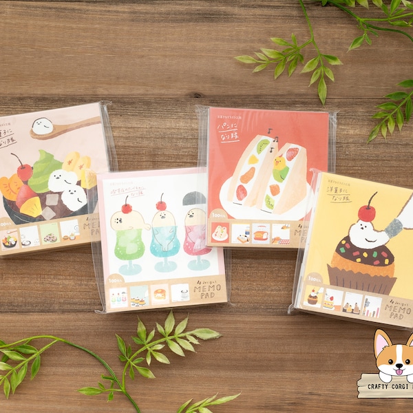 100 sheets | Furukawashiko | DESSERT ANIMAL STUDIO 4 Design Memo Pad | Bakery - Cafe - Pastry - Japanese Sweets