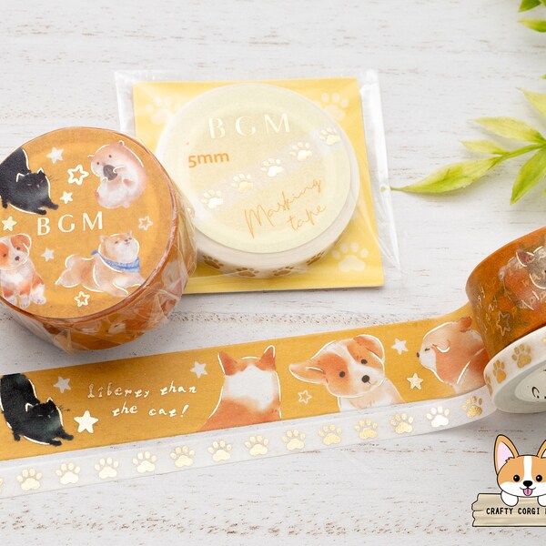 Juego de 1 o 2 piezas / 5 mm o 15 mm / BGM / Cinta Washi de lámina para perros y gatos / Pata - Mascota