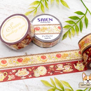 1 rolo | 15 mm | Kamiiso SAIEN | Fita washi dourada | Torta de maçã - Chá clássico