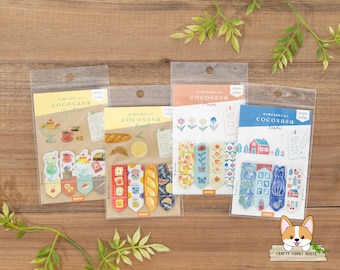 60 sheets | Beverly | COCOSASU (Point Here) Sticky Tab Page Markers | Jyunkissa (Retro Cafe) - Bread - Flower - Nordic
