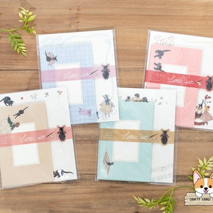 8 hojas 4 sobres / Active x Kurahashirei / Girl x Cat Letter Set / Trenza - Cinta - Piano - Bremen