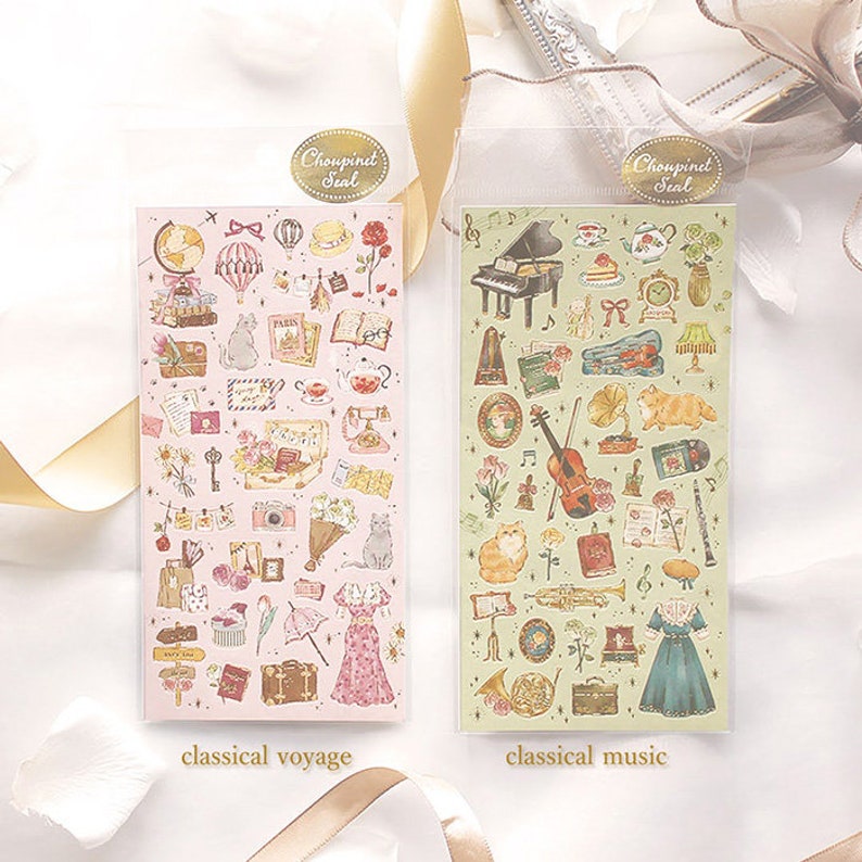 1 Sheet | Mind Wave | CHOUPINET Gold Foil Pearl Stickers | Classical ...