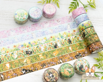 1 or 2 pc set | 20mm | BGM | Cat & Flower Foil Washi Tape | Blossom Small Friends Afternoon Kitty Let's Play Together Find Me Hachiware Cat