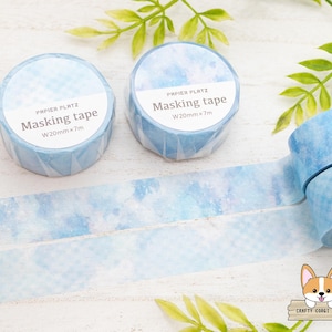 1 rotolo / 20 mm / Papier Platz x Maruten Sangyo / Nastro washi acquerello blu / Nuvole azzurre - Pozzanghera