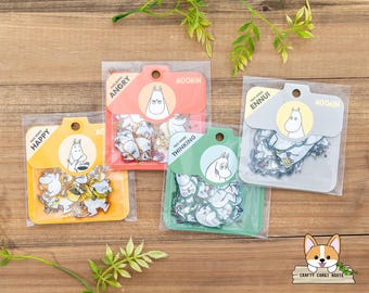 36 pc | World Craft x Moomin | Clear Stickers | Happy - Angry - Thinking - Ennui