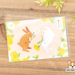 1 feuille | NB x Shino | Cartes postales printanières CREALD | Lapins et pissenlits