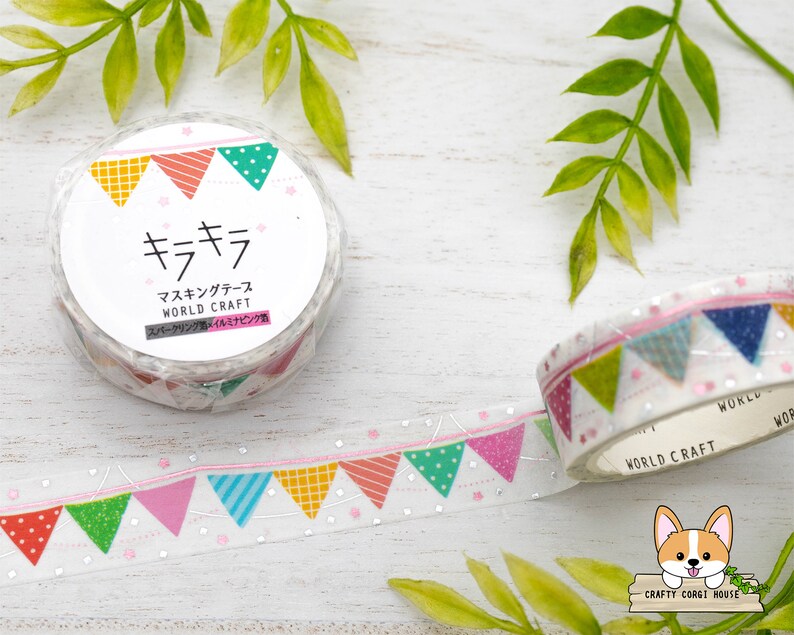 1 Rolle | 15mm | Welthandwerk | Dekoration KIRAKIRA Foil Washi Tape | Wimpelkette - Papiergirlande Flag