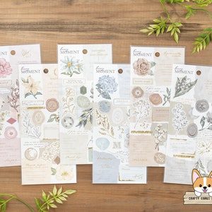 1 Bogen | Gedankenwelle | JEDER MOMENT Goldfolie Washi Aufkleber | Rosa – Beige – Grün – Blau – Braun – Grau