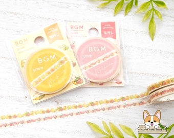 1 or 2 pc set | 5mm | BGM | Gold Foil Slim Washi Tape | Fruits & Chicks - Sweet Macaron