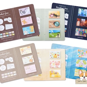 60 sheets | Himekuri | Free Sticky Date Sheets  | Cat - Cat Silhouette Around the World - Trip - I Love Stationery - Warm Days - Watercolor