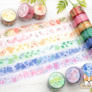 1 roll | 20mm | BGM | Soda Pop Clear PET Tape | Apple - Strawberry - Citrus - Kiwi - Blueberry - Flower