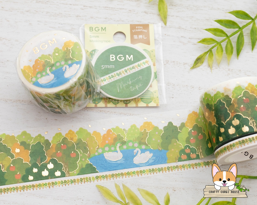 1 Roll | 5mm or 30mm | BGM | Outdoor Foil Washi Tape | Row of Trees ...