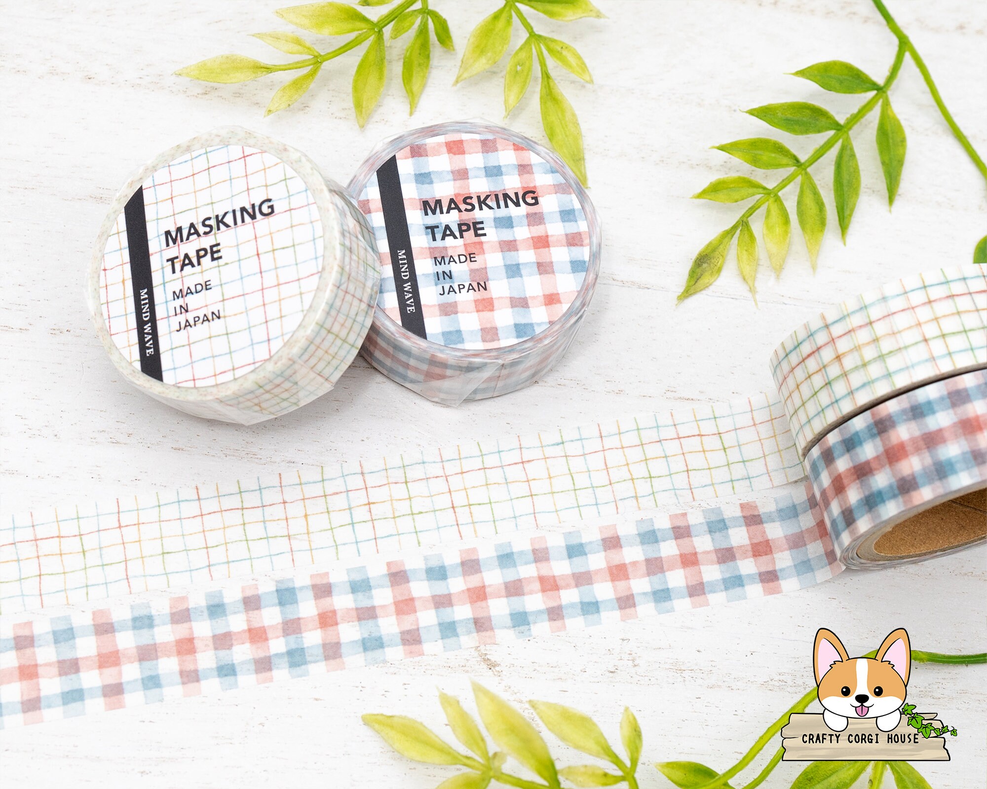 1 Roll | 15mm | Mind Wave | PATTERN CHECK Washi Tapes | Tattersall ...
