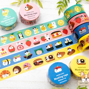 1 rotolo / 20 mm / Papier Platz x CONCOMBRE / Nastro Washi Cosplay Animal x Food / Limone - Fragola - Sushi - Pane