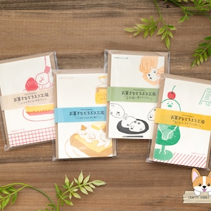 30 folhas, 5 envelopes | Furukawashiko | Conjunto de mini letras DESSERT ANIMAL STUDIO | Shortcake - Torrada - Mame Daifuku - Soda Cremosa
