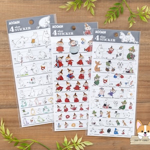 1 Bogen | Kamio x Mumin | 4 SIZE Aufkleber | Mumin - Little My - Zeichenmix