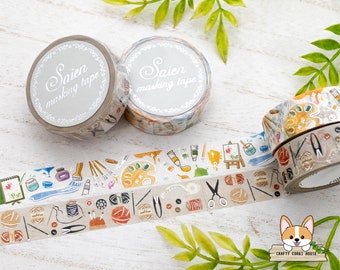 1 or 2 pc set | 15mm | Kamiiso SAIEN | Hobby Silver Foil Washi Tape | Drawing Tools - Sewing
