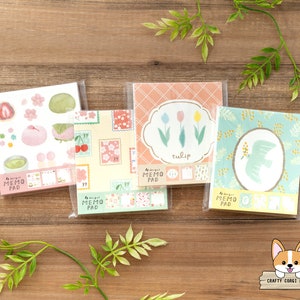 100 hojas / Furukawashiko / Bloc de notas de 4 diseños de primavera / Sakura Wagashi - Cereza - Tulipanes - Mimosa