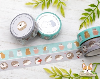 1 Rolle | 15mm | Hamamonyo | Niedliche Tierchen Washi Tape | Hamster - Igel